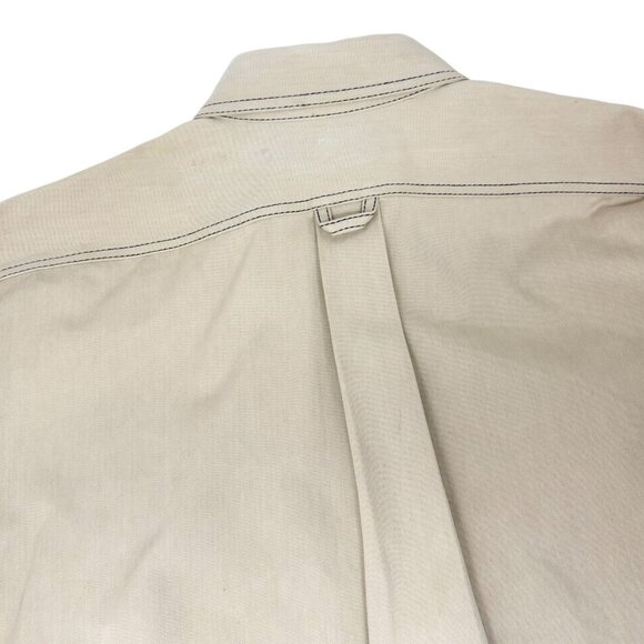 CHANEL Vintage CC Logo Gold Button Denim Shirt Jacket Beige Cotton [106399] - Picture 6 of 11